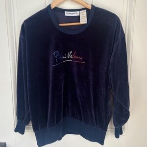 Luxury Sonia Rykiel Navy Rhinestone Velour Jumper, Sz M